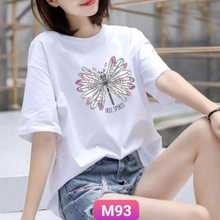 M93 - áo thun trắng in họa tiết chuồn chuồn