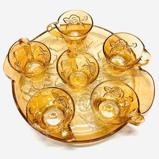 Bộ 6 cốc kèm khay thủy tinh dòng deli