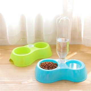 Bát ăn đôi kèm bình cấp nước tự động cho chó mèo kèm bình nước 500ml