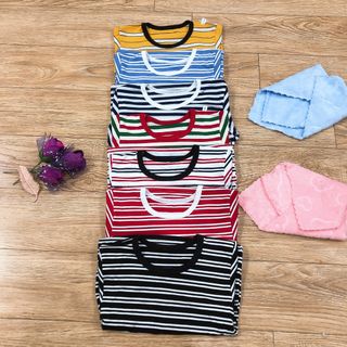 Bộ cộc tay kẻ cho bé trai, bé gái, bộ mặc nhà cho bé cotton co giãn 4 chiều