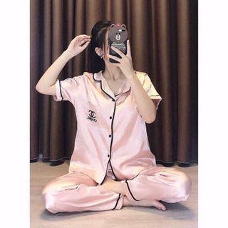 bộ đồ ngủ pijama phi lụa tay ngắn quần dài