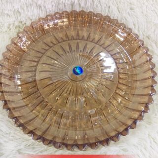 Khay Thủy Tinh Tia Vàng Tròn 30cm (THÙNG 10C)