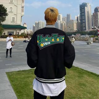 Áo khoác dù kiểu bomber in chữ FRESH đẹp