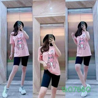 Đồ bộ nữ in thỏ chất thun conton co giản, thoáng mát