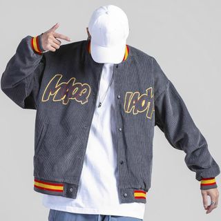 Áo khoác nhung kiểu bomber thêu logo MAOQ