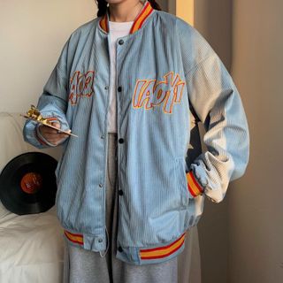 Áo khoác nhung kiểu bomber thêu logo MAOQ