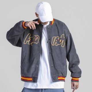 Áo khoác nhung kiểu bomber thêu logo MAOQ