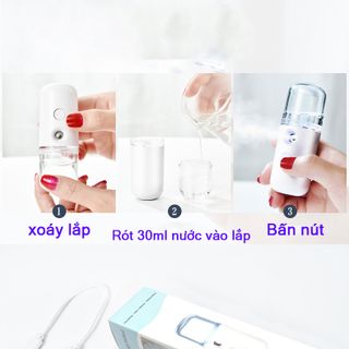 { BẢO HÀNH 6 THÁNG } Máy xông hơi nano da mặt mini cầm tay giúp da luôn được giữ ẩm tươi mát