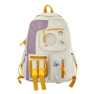 Balo nữ chất liệu vải canvas chống thấm phối nhựa trong màu phối độc đáo tặng sticker kute