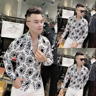 ÁO SƠ MI NAM HOẠ TIẾT DÀI TAY ÉP 3D LỤA MỀM MỊN