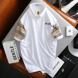 ÁO THUN NAM CỔ TRỤ PHỐI TAY BBR THÊU CHỮ