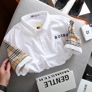 ÁO THUN NAM CỔ TRỤ PHỐI TAY BBR THÊU CHỮ