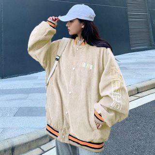 Áo khoác nhung kiểu bomber logo thêu bán chạy