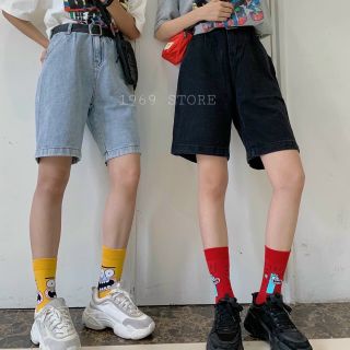 Quần short ngố jean nữ ống rộng dày đẹp