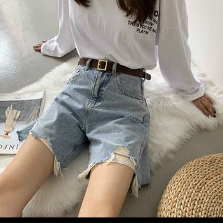 Quần short ngố jean nữ lưng cao rách Ms45 giá sỉ