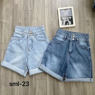 Quần short ngố jean nữ lưng cao 3 nút Ms23 giá sỉ