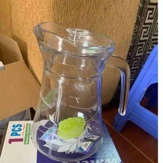 BÌNH ĐỰNG NƯỚC THỦY TINH 1300ML HỌA TIẾT DÁNG EO , TRÒN