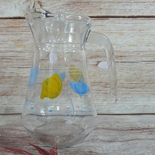 BÌNH ĐỰNG NƯỚC THỦY TINH 1300ML HỌA TIẾT DÁNG EO , TRÒN