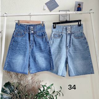 Quần short ngố jean nữ lưng cao 3 nút Ms34 giá sỉ