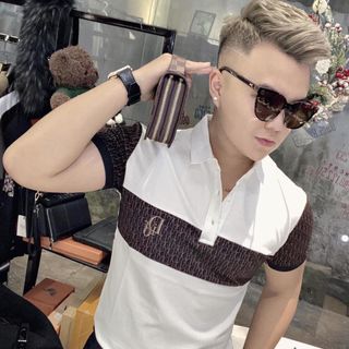 Áo thun nam cổ trụ in