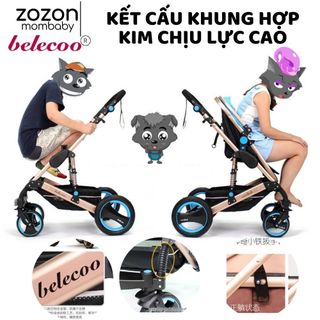[SIÊU SALE ] Xe đẩy cho bé Belecoo nôi gấp gọn 2 chiều có mái che cho bé từ sơ sinh-3 tuổi chịu lực 25kg,