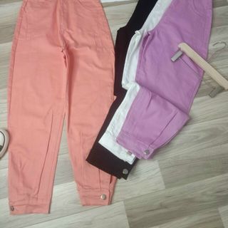 Quần baggy kaki rộng nút lai