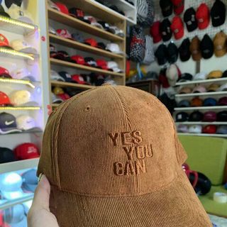 Nón nhung thêu logo can you yes