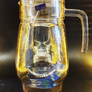 Bình đựng nước thủy tinh lục lăng vàng 1500ml, bình thủy tinh đựng nước