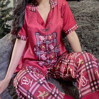 đồ bộ pijama Satin in 3d con gấu Karo giá sỉ