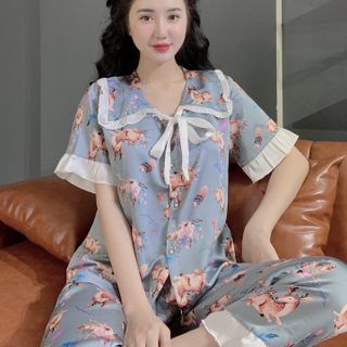 Satin tiểu thư cổ vuông con Nai