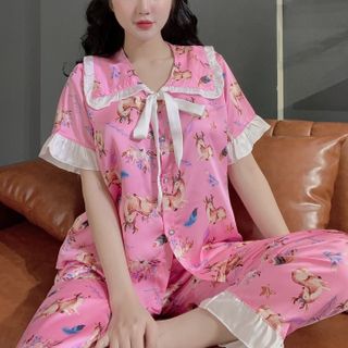 Satin tiểu thư cổ vuông con Nai
