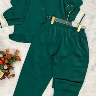 Đồ bộ pizama Satin tiểu thư 2lá Dài Dài