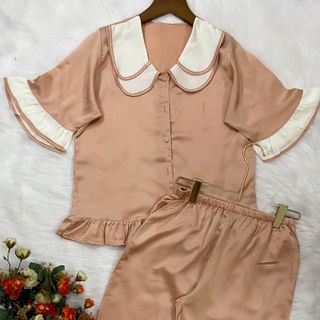 Đồ bộ pizama Satin tiểu thư 2lá dài cộc
