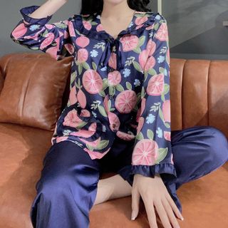 đồ bộ pịama Satin tiểu thư trái cam