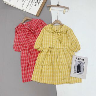 Đầm kẻ thắt nơ