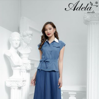 Set áo cổ bẻ + CV xếp ly A01017
