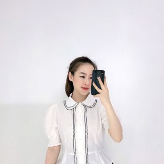 Áo kiểu phối ren cổ