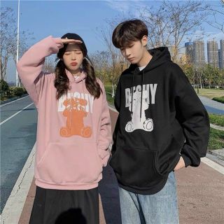 Áo hoodie thun nỉ ngoại in hình gấu cute nón 2 lớp