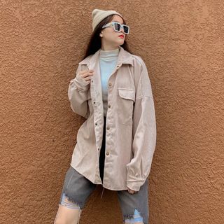 Áo khoác sơ mi nhung form đẹp hàng bán chạy