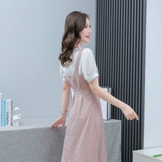 Váy kẻ 2 dây liền áo