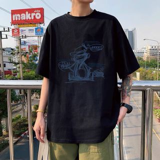 Áo thun cotton co giản tốt in hoạ tiết hoạt hình siêu hót