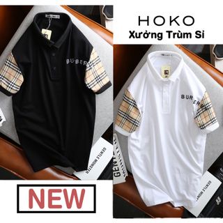 ÁO THUN NAM CỔ TRỤ PHỐI TAY BBR THÊU CHỮ