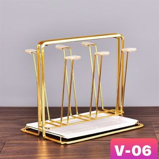 GIÁ ÚP CỐC , LY HỢP KIM MẠ VÀNG KÈM KHAY HỨNG NƯỚC CAO CẤP