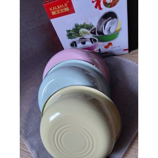 Bộ 3 chậu inox đựng thực phẩm , màu sắc đa dạng