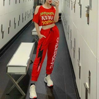 Bộ tập zumba áo hở vai quần dài