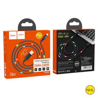 Cáp sạc phát sáng Hoco U63 lightning 1.2m 2.4A