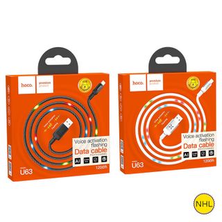 Cáp sạc phát sáng Hoco U63 lightning 1.2m 2.4A