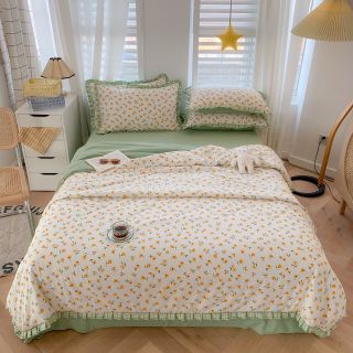Bộ Chăn Ga Gối Cootton Đũi Chăn hè trần bông