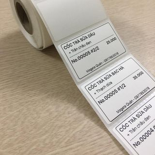 Cuộn 1070 tem trà sữa 40x25 - Tem nhiệt in tem nhãn, in mã vạch, in tem phụ 40x25mm - 4x2.5cm.