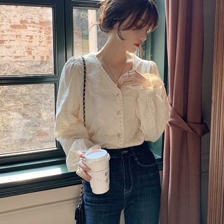 Áo sơ mi nữ cao cấp, phối viền ren xinh xắn, màu sắc trang nhã, thanh lịch NV0654